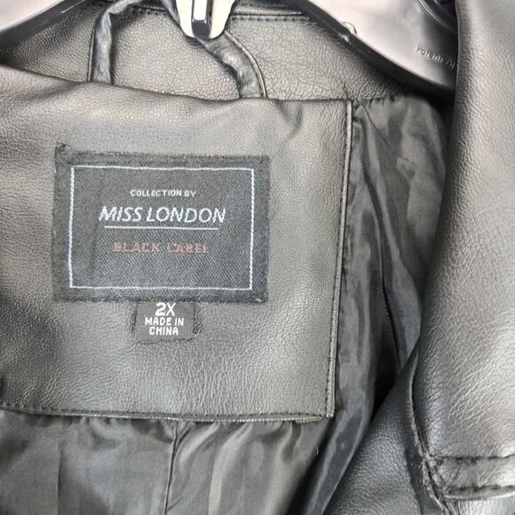 Miss London Black Label Faux Leather Jacket Women's Plus 2X Copper Zippers Biker - Picture 3 of 10